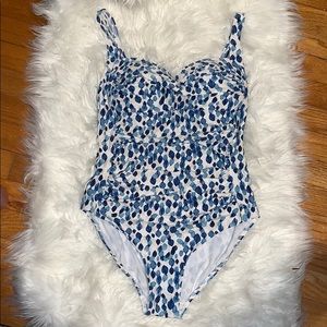 Blue Polka Dot One-Piece Swimsuit